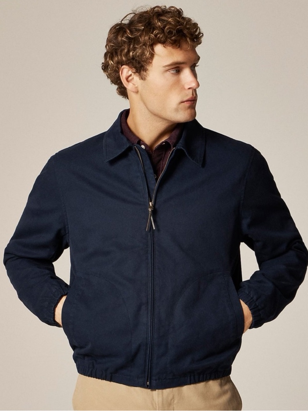 J. Crew Harrington Jacket Cotton Twill Navy Blue Large - Picture 11 of 11